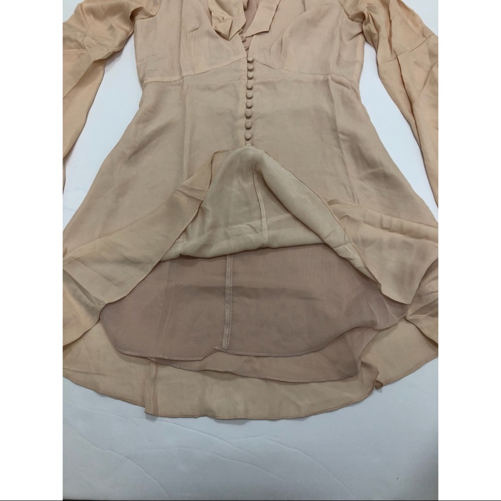 SALES ❗️Nude Neck Tie Satin Short Dress - Picture 4 of 4